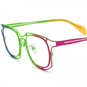 RUISEN’S Colorful Ultra Light Pure Titanium Polygon Unisex Vintage Prescription Glasses 185865