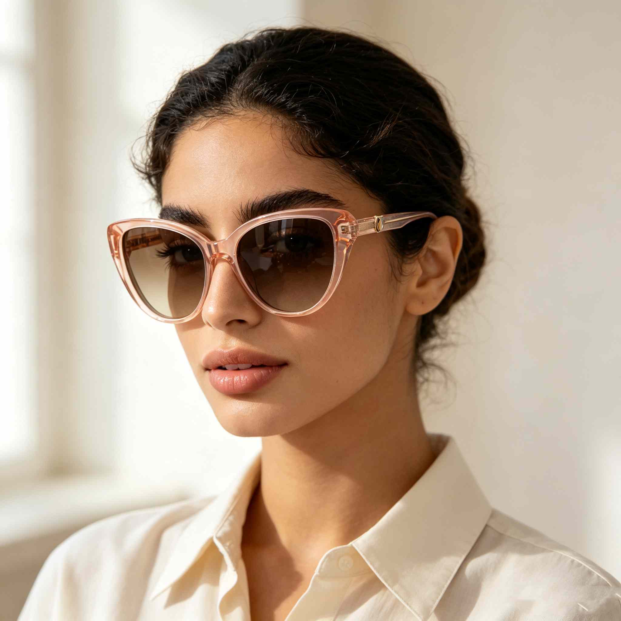 RUISEN'S Handcrafted Double-Layer Acetate Cat Eye UV400 Polarized Sunglasses with Geometric Metal Accent ATG1032