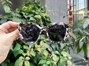 RUISEN’S Marble Pearl Acetate Thick Frame Polarized Sunglasses UV Protection Fashion Eyewear AT8013