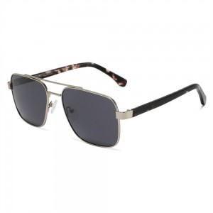 RUISEN’S Vintage Double Beam Metal Square Frame Sunglasses Solid Color Lens UV400 Daily Fashion Eyewear8515