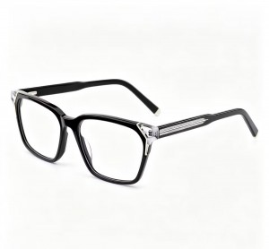 RUISEN’S Stylish square acetate frames with metallic temple accents 8009