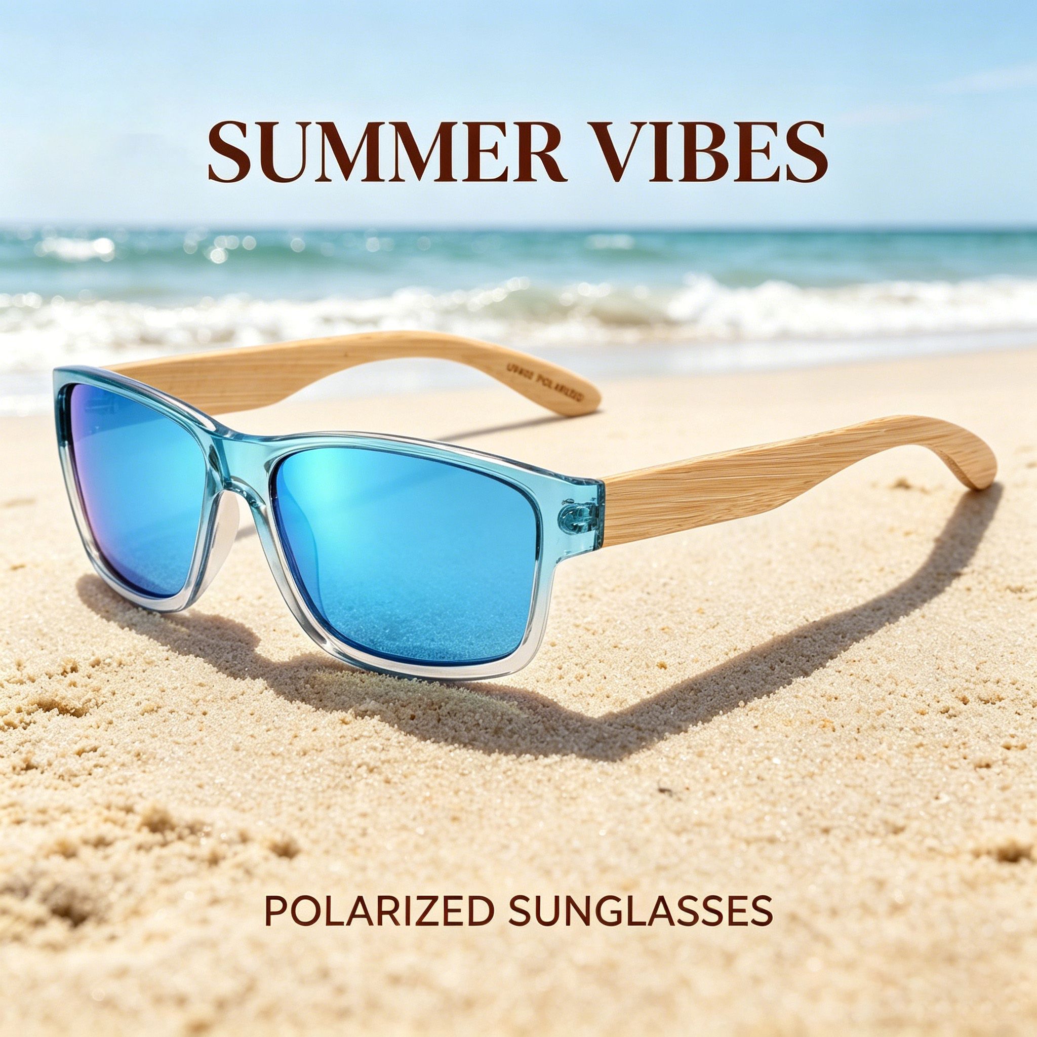 RUISEN'S Bamboo Temple Polarized Sunglasses UV400 Square Sun Glasses for Beach Travel Driving Outdoor 1618