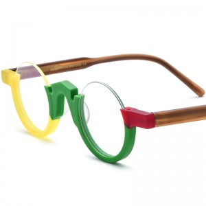 RUISEN’S New Multi-Color Mixed Material Round Matte Acetate Eyeglass Frames Optical Glasses 19279