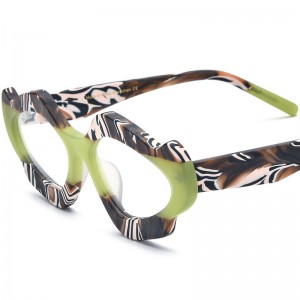 RUISEN’S New Multi-Color Matte Mixed Material Unique Acetate Cat Eye Eyeglass Frames 19291