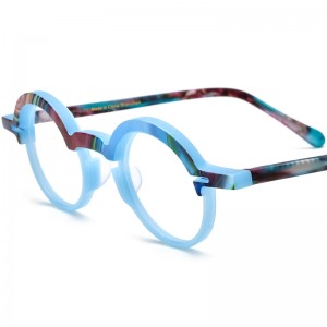 RUISEN’S New Multi‑Color Spliced Round Plate Eyeglass Frames 19398
