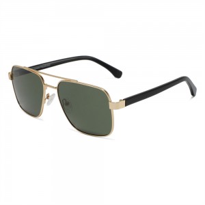 RUISEN’S Vintage Double Beam Metal Square Frame Sunglasses Solid Color Lens UV400 Daily Fashion Eyewear8515
