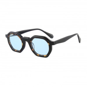 RUISEN’S New Vintage Multi-Color Small Rim Sunglasses, European Stylish Wrapped Two-Tone Acetate Shades  90009