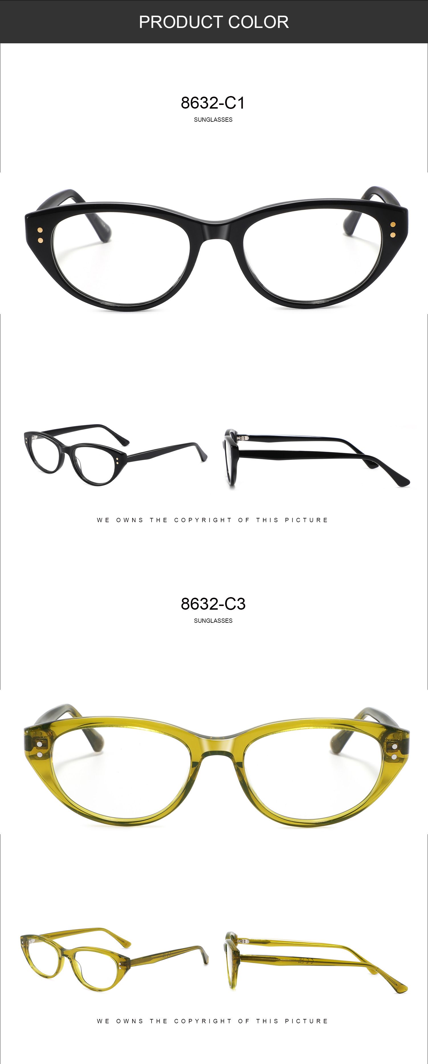 Cat Eye Glasses Street Commuter Eyewear Casual Urban Frames Daily Wear 8632