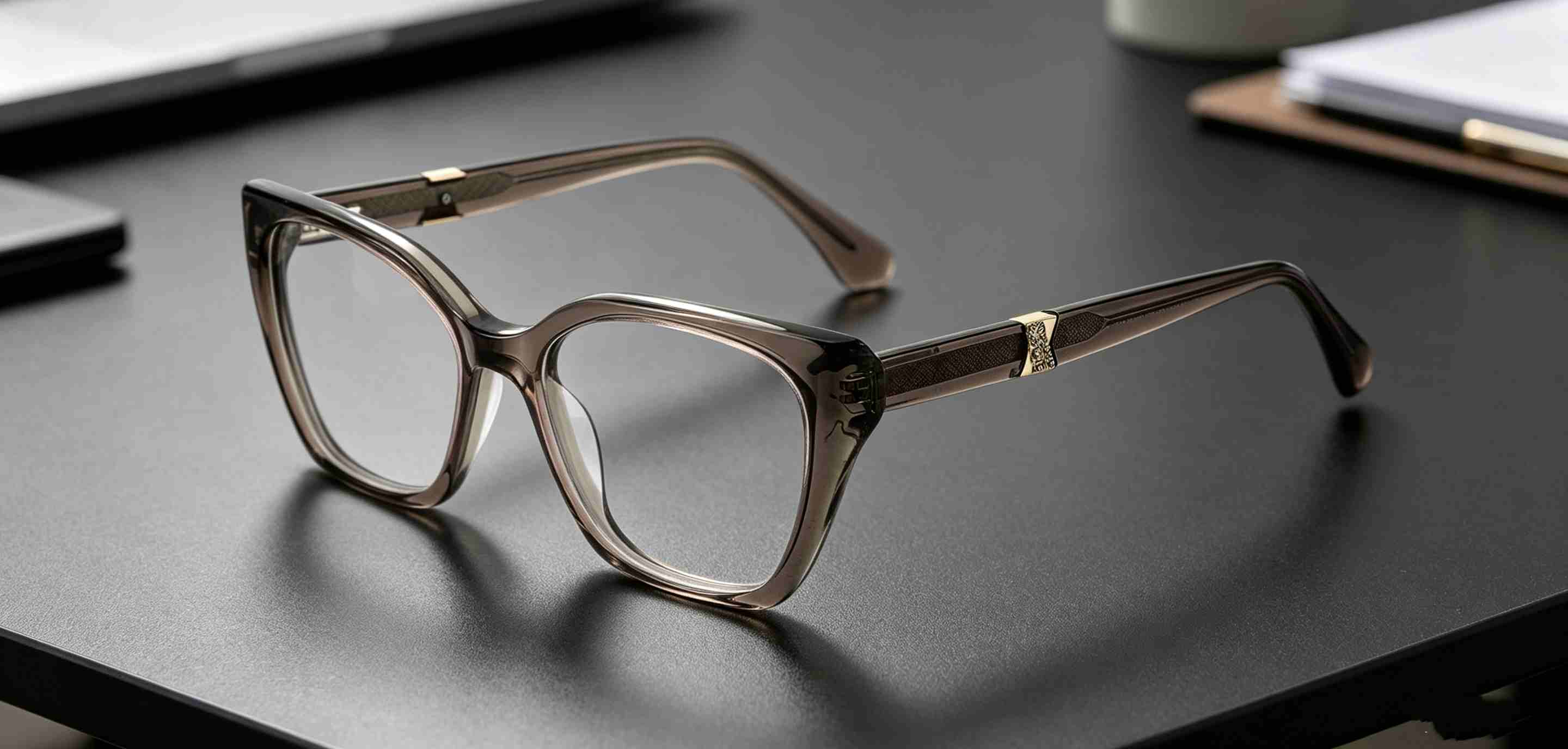 RUISEN'S Handcrafted Gradient Acetate Gender-Neutral Cat Eye Optical Frame With X Crystal Metal Ornament MG1018