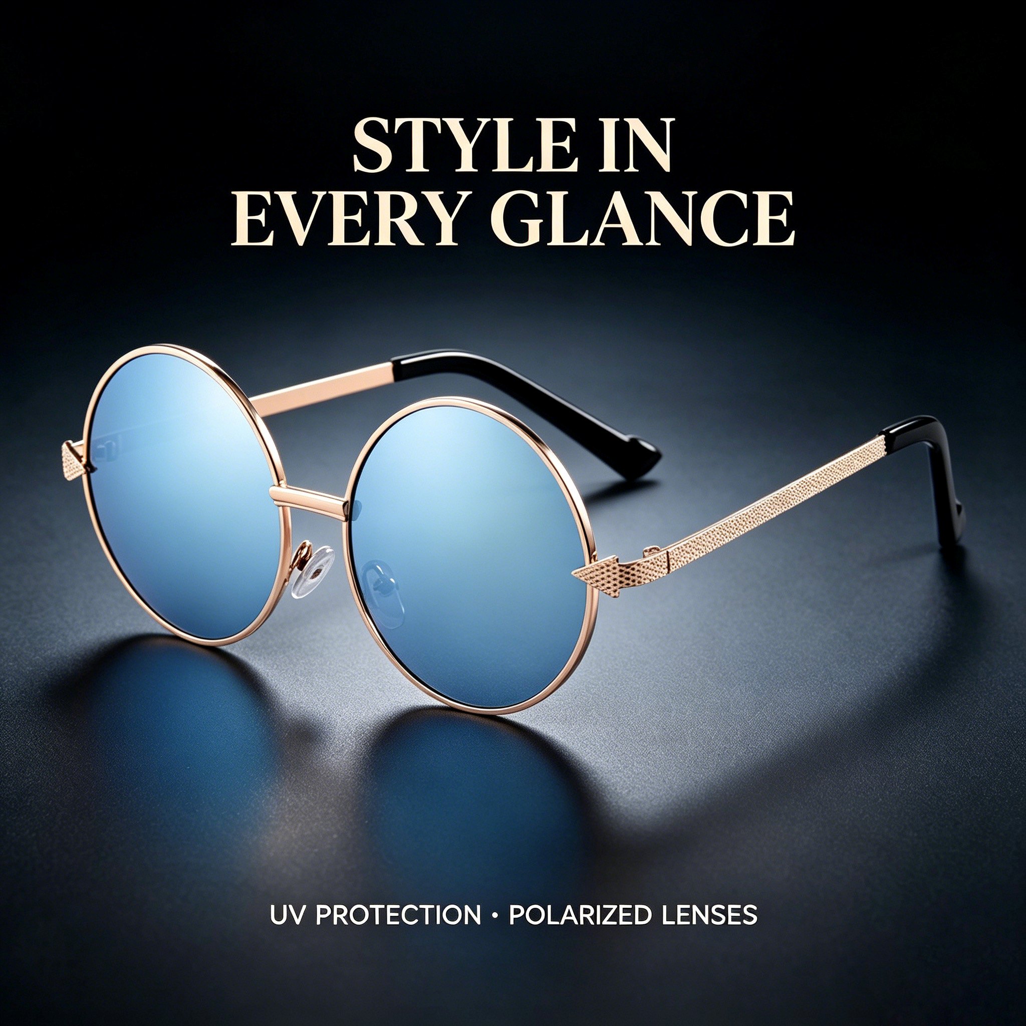 RUISEN’S Retro Round Metal Sunglasses Unisex UV400 Mirror Lens Vintage Sun Glasses for Beach Travel Shopping Outdoor Daily Eyewear 575