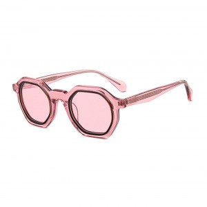 RUISEN’S New Vintage Multi-Color Small Rim Sunglasses, European Stylish Wrapped Two-Tone Acetate Shades  90009