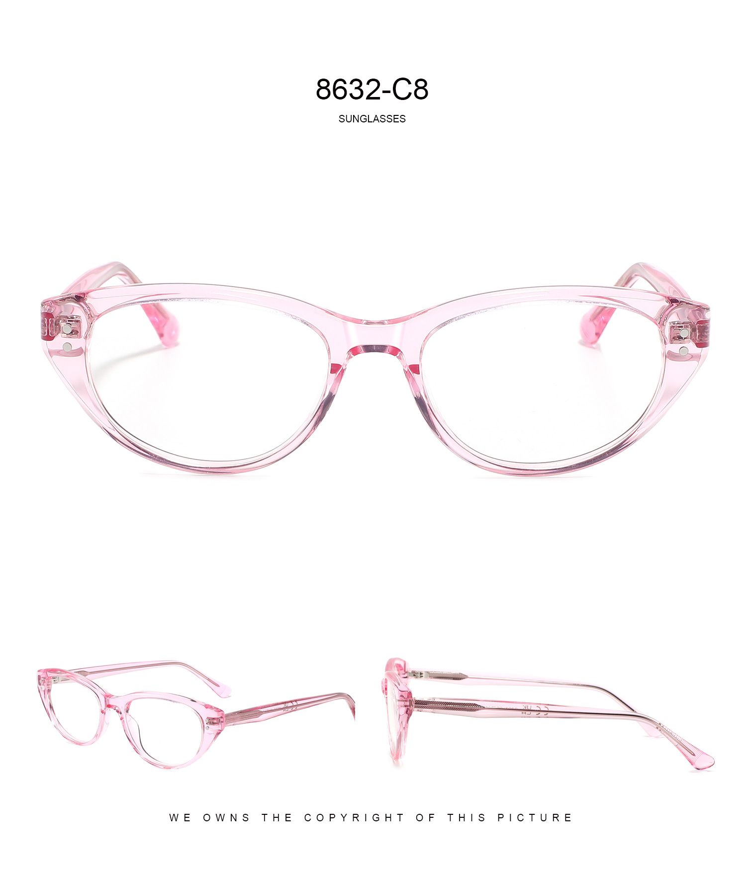 Cat Eye Glasses Street Commuter Eyewear Casual Urban Frames Daily Wear 8632