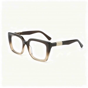 RUISEN’S Layered Acetate Gender-Neutral Square Optical Frame With Textured Gold Hardware Detail MG1012