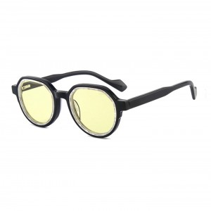 RUISEN’S Classic Small Round Rim Wrap Sunglasses, Multi-Color Spliced Handmade Acetate Shades  90001