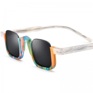 RUISEN’S Two-Tone Acetate Square Nylon Sunglasses Unisex 19352T