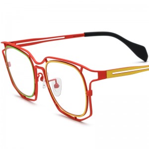 RUISEN’S Colorful Ultra Light Pure Titanium Polygon Unisex Vintage Prescription Glasses 185865