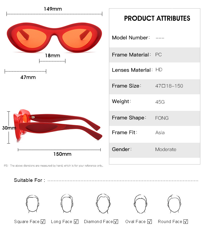 RUISEN'S Elliptical Frame Fashion Color Contrast Sunglasses 2123-03