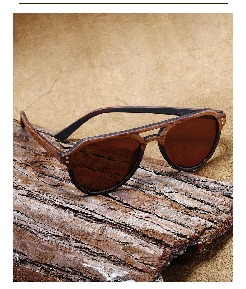 Kacamata Hitam Kayu Retro Pria RUISEN 64702
