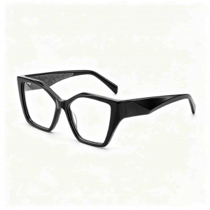 RUISEN’S Polished Transparent Acetate Gender-Neutral Sharp Angular Cat Eye Optical Eyewear Frame F2850