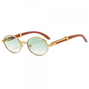 RUISEN’S Retro Wood Grain Oval Sunglasses – UV400, Unisex glasses 6101