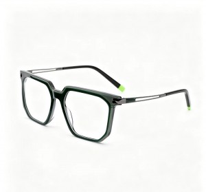 RUISEN’S Unisex Color-block Square Acetate Glasses With Slim Metal Temples 8030