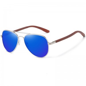 RUISEN’S Custom Metal Frame Wooden Temple Sunglasses GM2801