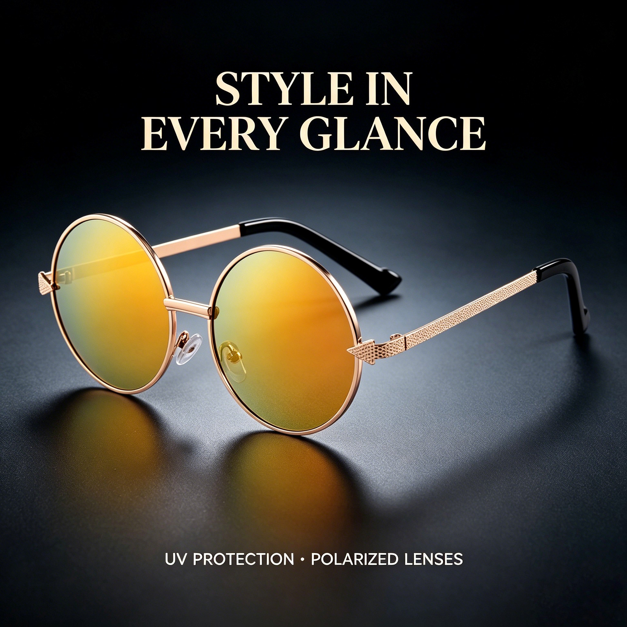 RUISEN’S Retro Round Metal Sunglasses Unisex UV400 Mirror Lens Vintage Sun Glasses for Beach Travel Shopping Outdoor Daily Eyewear 575