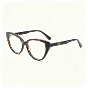 RUISEN’S Polished Gradient Acetate Gender-Neutral Slim Cat Eye Optical Frame With Asymmetric Inset Metal Emblem MG1032
