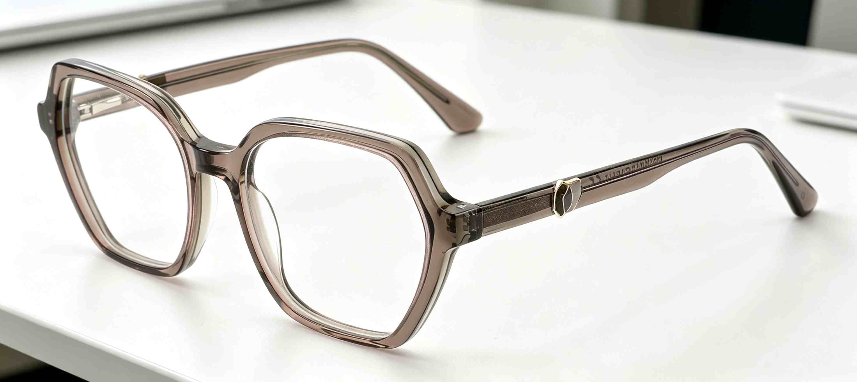 RUISEN’S Artisan Dual-Tone Acetate Gender-Neutral Hexagonal Optical Frame With Contrast Inlay Metal Emblem MG1030