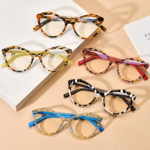 RUISEN’S Custom Patchwork Cat’s Eye Plate Eyeglass Frames 19297