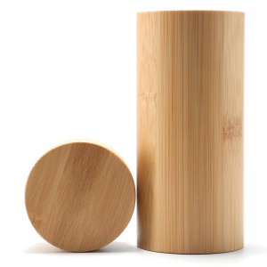 RUISEN’S  Vintage Flat Cylindrical Bamboo Glasses Case  BC038