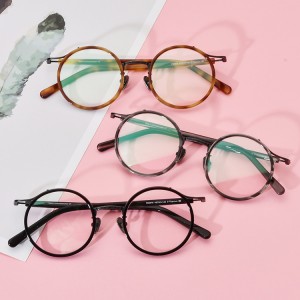 RUISEN’ Beta Titanium Eyeglass Frame Pure Titanium Acetate Glasses Round Vintage Plain Lens Eyewear For Men Women Daily Office Use185676