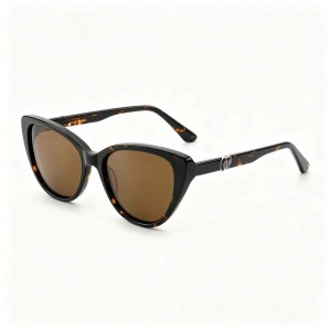 RUISEN’S Handcrafted Double-Layer Acetate Cat Eye UV400 Polarized Sunglasses with Geometric Metal Accent ATG1032