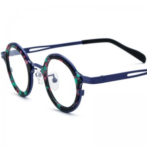 RUISEN’S Spliced Acetate Titanium Round Eyeglass Frames 185887