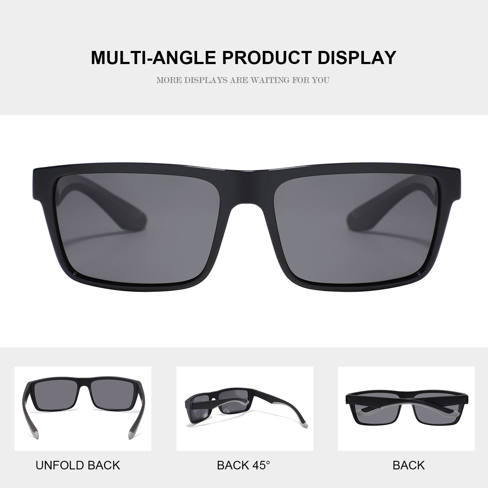 RUISEN'S Lightweight Polarized Square Sunglasses Men UV400 Anti-Glare Sun Glasses for Driving Fishing Beach Travel Outdoor Sports Eyewear 517