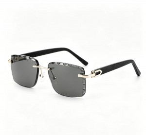 RUISEN’S Men’s Rimless Wood Temple UV400 Sunglasses 25659