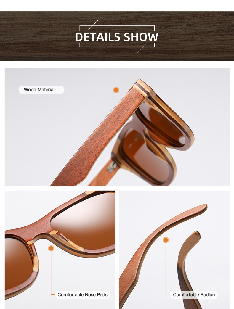 RUISEN'S Wooden Sunglasses For Men and Women 832