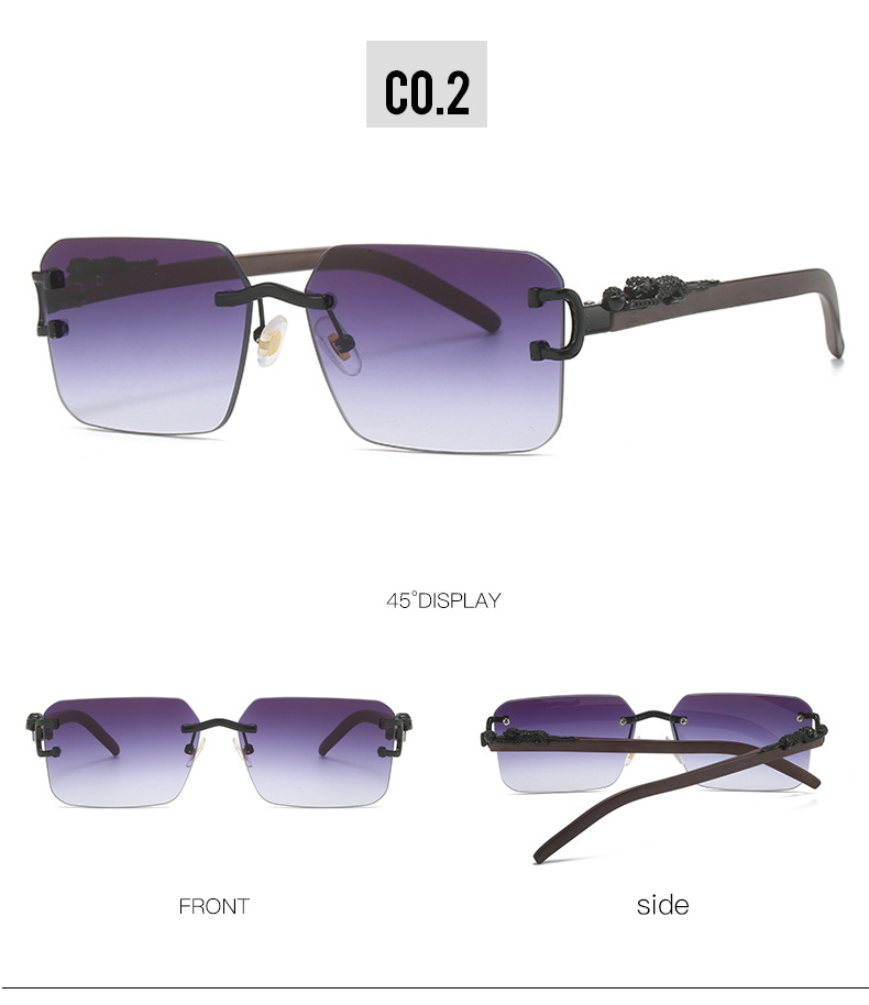 Kacamata Fashion Tanpa Bingkai Cheetah Kubik RUISEN 3003-08