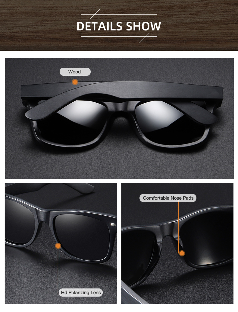 RUISEN'S Unisex Polarized Light Wooden Sunglasses 817
