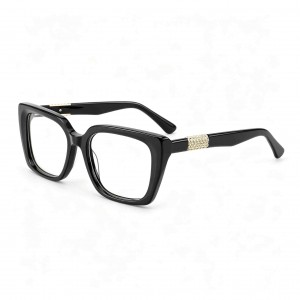 RUISEN’S Layered Acetate Gender-Neutral Square Optical Frame With Textured Gold Hardware Detail MG1012