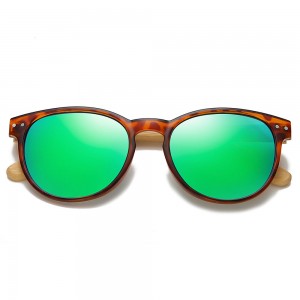 लकड़ी बांस सनी पुरुषों और महिलाओं के फैशन ध्रुवीकृत धूप का चश्मा रेट्रो ओवल फ्रेम लकड़ी अनाज रंगों