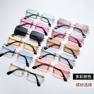 बेस्ट सेलर रेक्टेंगुलर रिमलेस शेड्स ग्रैडिएंट ओशन लेंस सनग्लासेस