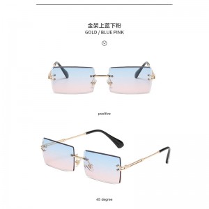 बेस्ट सेलर रेक्टेंगुलर रिमलेस शेड्स ग्रैडिएंट ओशन लेंस सनग्लासेस