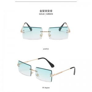 बेस्ट सेलर रेक्टेंगुलर रिमलेस शेड्स ग्रैडिएंट ओशन लेंस सनग्लासेस