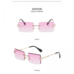 बेस्ट सेलर रेक्टेंगुलर रिमलेस शेड्स ग्रैडिएंट ओशन लेंस सनग्लासेस