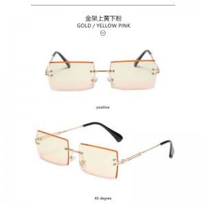 बेस्ट सेलर रेक्टेंगुलर रिमलेस शेड्स ग्रैडिएंट ओशन लेंस सनग्लासेस