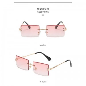 बेस्ट सेलर रेक्टेंगुलर रिमलेस शेड्स ग्रैडिएंट ओशन लेंस सनग्लासेस