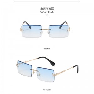 बेस्ट सेलर रेक्टेंगुलर रिमलेस शेड्स ग्रैडिएंट ओशन लेंस सनग्लासेस