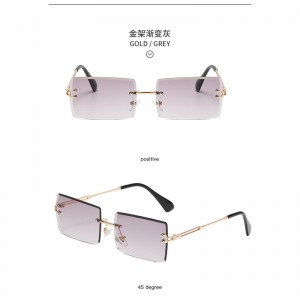 बेस्ट सेलर रेक्टेंगुलर रिमलेस शेड्स ग्रैडिएंट ओशन लेंस सनग्लासेस