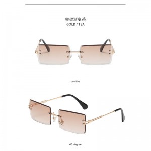 बेस्ट सेलर रेक्टेंगुलर रिमलेस शेड्स ग्रैडिएंट ओशन लेंस सनग्लासेस